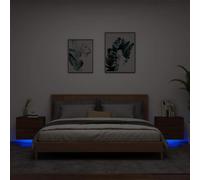 Comodini a Parete con Luci LED 2 Pezzi Rovere Marrone, Nightstand Wall Mounted with RGB Lights, Multifunctional Floating Bedside Table for Bedroom Living Room Space Saving Modern Design