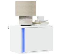 Comodini a Parete con Luci LED RGB 2 pz Bianchi Moderni per Camera da Letto, Comodino Sospeso con Illuminazione a LED, Design Salvaspazio con Cassetto, Ideale per Arredamento Casa e Camera da Letto