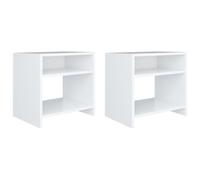 Comodini Bianchi 2 pz 40x30x40 cm Legno Ingegnerizzato Nightstands with Drawers, Modern Bedroom Furniture Set of 2 White Engineered Wood End Tables for Living Room, Bedside, Donate Fascino Design