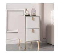 Comodini Comodino dall'aspetto elegante in pelle artificiale, comodino stretto con binari lisci dorati, comodino sottile, tavolino laterale sottile for piccoli spazi, camera da letto, lato divano (cac