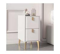 Comodini Comodino in pelle artificiale bianca con cassetti, comodino moderno e sottile con gambe in metallo dorato, tavolino for dormitorio dell'appartamento di casa Camera da letto(L30xD36xH52cm)