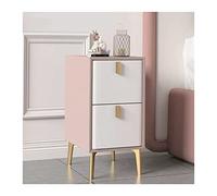 Comodini Comodino moderno, comodino in pelle artificiale rosa con 2 cassetti, comodino sottile con gambe in metallo dorato, tavolino da donna for ragazze for dormitorio di casa, rosa + bianco Camera d