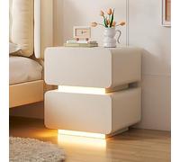 Comodini Comodino moderno con luce a LED Tavolino da comodino piccolo con tavolino a 2 cassetti per camera da letto Dormitorio per ufficio Rustico Facile da montare Solido e stabile. (Colore: bianco