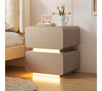 Comodini Comodino moderno con luce a LED Tavolino da comodino piccolo con tavolino a 2 cassetti per camera da letto Dormitorio per ufficio Rustico Facile da montare Solido e stabile. (Colore: Khak,