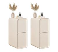 Comodini Comodino Stretto, Comodino con 2 cassetti, Tavolino Contenitore in Legno Risparmia Spazio, Comodino con Finitura in Pelle per Soggiorno Camera da Letto (Colore : Off-White 2ps, Dimensioni :