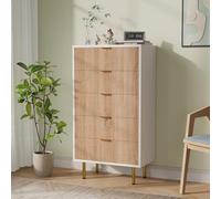 Comodini da camera da letto, comodo 5 cassetti, comodino 34 x 60 x 109,8 cm, comodini, salotto con cassetti, mobile in legno, cassettiera per soggiorno, corridoio, camera da letto (M 5 cassetti)