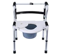 Comodini da comodino Sedia da toilette bariatrica pieghevole Aiuto alla deambulazione for anziani multifunzionale Sedile da comodino regolabile in altezza con alluminio di sicurezza Sedia da doccia