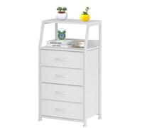 Comodini moderni con sezioni espandibili, comò cassetti in PVC e tessuti, tavolo laterale aperto bianco 4-layer