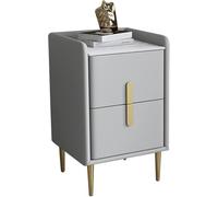 Comodini Moderni della metà del Secolo|Comodino Pratico Minimalista in Pelle in Microfibra|Tavolo da Tavolo per Divano da Banco in Pietra Sinterizzata PE, Light Grey, 35x35x55cm(13.7x13.7x21.6in)