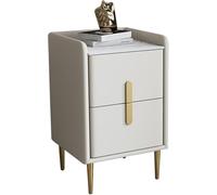 Comodini Moderni della metà del Secolo|Comodino Pratico Minimalista in Pelle in Microfibra|Tavolo da Tavolo per Divano da Banco in Pietra Sinterizzata PE, off-White, 25x35x55cm(9.8x13.7x21.6in)