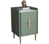 Comodini Moderni della metà del Secolo|Comodino Pratico Minimalista in Pelle in Microfibra|Tavolo da Tavolo per Divano da Banco in Pietra Sinterizzata PE, Avocado Green, 40x35x55cm(15.7x13.7x21.6in)