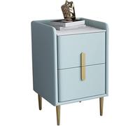 Comodini Moderni della metà del Secolo|Comodino Pratico Minimalista in Pelle in Microfibra|Tavolo da Tavolo per Divano da Banco in Pietra Sinterizzata PE, Light Blue, 30x35x55cm(11.8x13.7x21.6in)