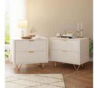 Comodini per camera da letto, confezione da 2, comodi 2 cassetti, comodino, set di 2 40 x 40 x 55 cm, comodini, salotto con cassetti, mobile in legno, cassettiera per soggiorno corridoio (bianco)
