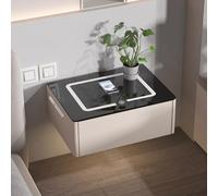 Comodini sospesi,Comodini Da Letto Stile Montaggio a parete,Comodino Con 1 Cassetto,Modern comodino Design,Con Stazione Di Ricarica,Comodino Con Luce LED, Per Camera Da Letto, Soggiorno. ( Color : Bei