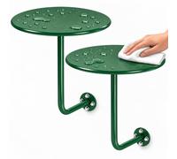 Comodini Sospesi Set di 2, Tavolini Rotondi da Parete in Acciaio per Camera | Telefonino, Occhiali e Letture Accanto al Letto con Piani Circolari e Spazio Libero per Pulire Sotto(Green,19.7in)