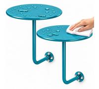 Comodini Sospesi Set di 2, Tavolini Rotondi da Parete in Acciaio per Camera | Telefonino, Occhiali e Letture Accanto al Letto con Piani Circolari e Spazio Libero per Pulire Sotto(Teal,13.7in)