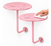 Comodini Sospesi Set di 2, Tavolini Rotondi da Parete in Acciaio per Camera | Telefonino, Occhiali e Letture Accanto al Letto con Piani Circolari e Spazio Libero per Pulire Sotto(Pink,17.7in)