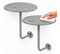 Comodini Sospesi Set di 2, Tavolini Rotondi da Parete in Acciaio per Camera | Telefonino, Occhiali e Letture Accanto al Letto con Piani Circolari e Spazio Libero per Pulire Sotto(Gray,11.8in)