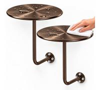 Comodini Sospesi Set di 2, Tavolini Rotondi da Parete in Acciaio per Camera | Telefonino, Occhiali e Letture Accanto al Letto con Piani Circolari e Spazio Libero per Pulire Sotto(Brown,15.7in)