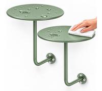 Comodini Sospesi Set di 2, Tavolini Rotondi da Parete in Acciaio per Camera | Telefonino, Occhiali e Letture Accanto al Letto con Piani Circolari e Spazio Libero per Pulire Sotto(Sage Green,13.7in)