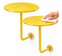 Comodini Sospesi Set di 2, Tavolini Rotondi da Parete in Acciaio per Camera | Telefonino, Occhiali e Letture Accanto al Letto con Piani Circolari e Spazio Libero per Pulire Sotto(Yellow,19.7in)