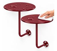 Comodini Sospesi Set di 2, Tavolini Rotondi da Parete in Acciaio per Camera | Telefonino, Occhiali e Letture Accanto al Letto con Piani Circolari e Spazio Libero per Pulire Sotto(Burgundy,11.8in)