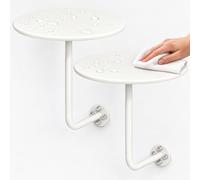 Comodini Sospesi Set di 2, Tavolini Rotondi da Parete in Acciaio per Camera | Telefonino, Occhiali e Letture Accanto al Letto con Piani Circolari e Spazio Libero per Pulire Sotto(White,11.8in)