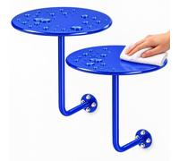 Comodini Sospesi Set di 2, Tavolini Rotondi da Parete in Acciaio per Camera | Telefonino, Occhiali e Letture Accanto al Letto con Piani Circolari e Spazio Libero per Pulire Sotto(Blue,15.7in)