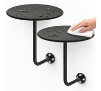 Comodini Sospesi Set di 2, Tavolini Rotondi da Parete in Acciaio per Camera | Telefonino, Occhiali e Letture Accanto al Letto con Piani Circolari e Spazio Libero per Pulire Sotto(Black,17.7in)