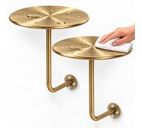 Comodini Sospesi Set di 2, Tavolini Rotondi da Parete in Acciaio per Camera | Telefonino, Occhiali e Letture Accanto al Letto con Piani Circolari e Spazio Libero per Pulire Sotto(Antique Gold,11.8in)