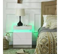 Comodini Trasforma l'arredamento della tua camera da letto con il nostro comodino moderno HOMCOM! Dotato di 16 colori di luci RGB con 4 modalità di illuminazione (flash, strobo, fade, smooth), è possi