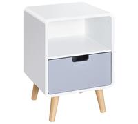 Comodino 1 Cassetto 1 Ripiano 40x38x58 cm in Legno Bianco e Grigio