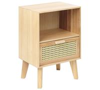 Comodino 1 cassetto con ripiano rattan e legno chiaro 40 x 30 cm boho Seney