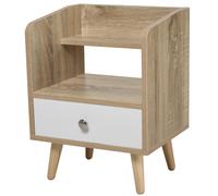 Comodino 1 Cassetto e Mensola 37x30x48 cm in Legno Rovere e Bianco