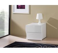 Comodino 2 Cassetti 50x40x41,3 cm Onda 2C Bianco Lucido