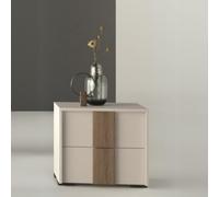 Comodino 2 cassetti bianco nuvola e maniglione noce america Kross 51x42x44H