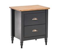 Comodino 2 cassetti nero e legno chiaro Shillington