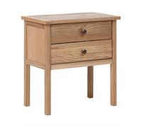 Comodino 2 cassetti portaoggetti in legno massiccio legno chiaro Salton
