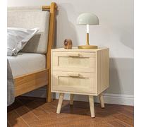 Comodino 2 Cassetti Set 2 Comodini in Legno 40x40x56 Legno Naturale DecHome