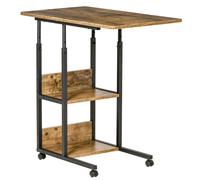 Comodino 2 Ripiani 80x40x60-75 cm in MDF e Acciaio Marrone Rustico