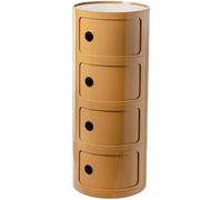 Comodino 3/2/4 Elementi Componibili Rotondo Camera da Letto Bagno | Mobile Contenitore Tavolino Mobiletto Portaoggetti con Anta Scorrevole per Camera da Letto(Teeth Yellow,4 Tier)