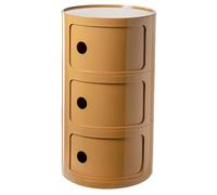 Comodino 3/2/4 Elementi Componibili Rotondo Camera da Letto Bagno | Mobile Contenitore Tavolino Mobiletto Portaoggetti con Anta Scorrevole per Camera da Letto(Teeth Yellow,3 Tier)