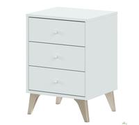 COMODINO 3 CASSETTI BIANCO CAMERA LETTO NORDICO 40X33X56H CM MODERNO LEGNO