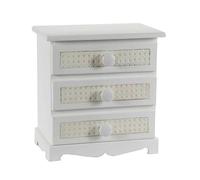COMODINO 3 CASSETTI SHABBY CHIC SALOTTO CAMERETTA LEGNO BIANCO 3020H32 CM