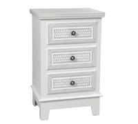 COMODINO 3 CASSETTI SHABBY CHIC SALOTTO CAMERETTA LEGNO BIANCO 684134 cm