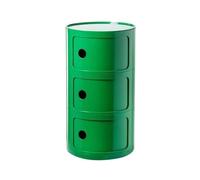 Comodino 3 Elementi in Plastica con Armadietto e Ante, Design Rotondo Creativo, Componibile Multifunzionale per Camera da Letto - per Piccoli Spazi, Semplice Pratica(Green,3 Tier)