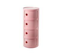Comodino 3 Elementi in Plastica con Armadietto e Ante, Design Rotondo Creativo, Componibile Multifunzionale per Camera da Letto - per Piccoli Spazi, Semplice Pratica(Pink,4 Tier)