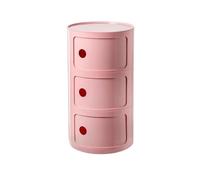 Comodino 3 Elementi in Plastica con Armadietto e Ante, Design Rotondo Creativo, Componibile Multifunzionale per Camera da Letto - per Piccoli Spazi, Semplice Pratica(Pink,3 Tier)