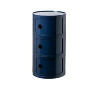 Comodino 3 Elementi in Plastica con Armadietto e Ante, Design Rotondo Creativo, Componibile Multifunzionale per Camera da Letto - per Piccoli Spazi, Semplice Pratica(Navy blue,3 Tier)