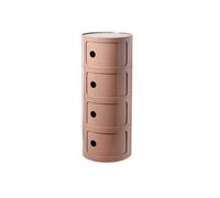 Comodino 3 Elementi in Plastica con Armadietto e Ante, Design Rotondo Creativo, Componibile Multifunzionale per Camera da Letto - per Piccoli Spazi, Semplice Pratica(Dirty pink,4 Tier)